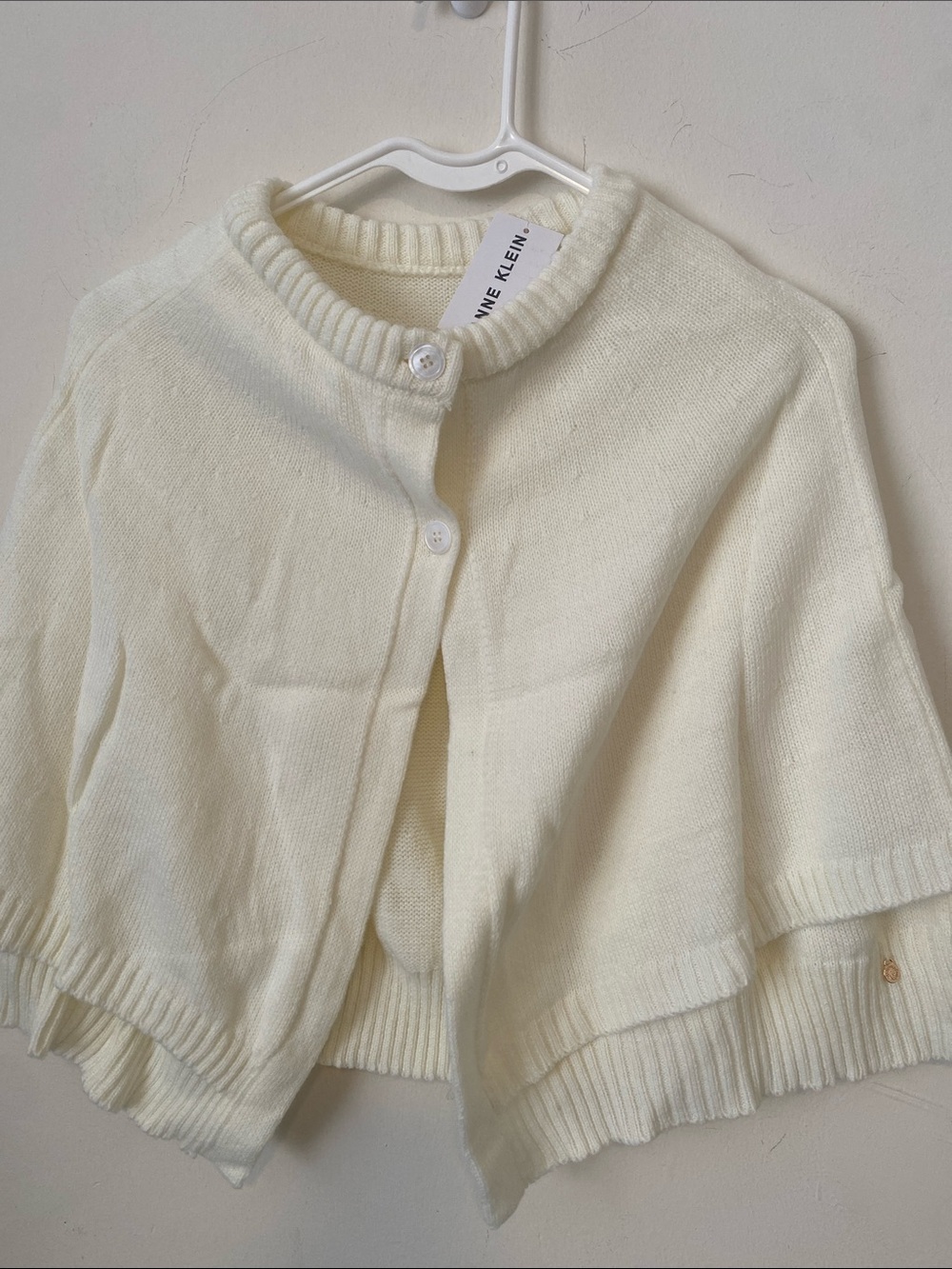 Anne Klein Ivory Short Sleeve Knit Capelet Shrug